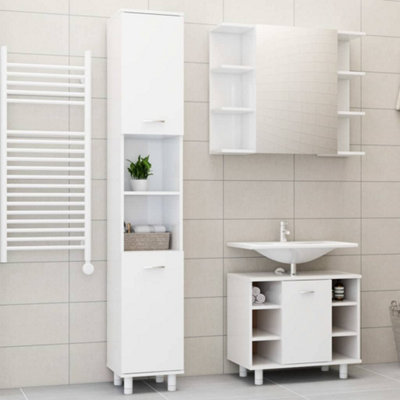 Berkfield 3 Piece Bathroom Furniture Set High Gloss White Engineered Wood Price Comparisons | Compare The Build