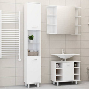 Berkfield 3 Piece Bathroom Furniture Set High Gloss White Engineered Wood