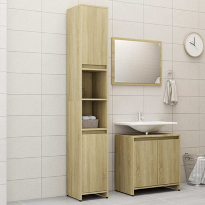 Berkfield 3 Piece Bathroom Furniture Set Sonoma Oak Engineered Wood Price Comparisons | Compare The Build