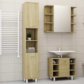 Berkfield 3 Piece Bathroom Furniture Set Sonoma Oak Engineered Wood