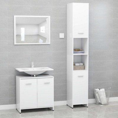 Berkfield 3 Piece Bathroom Furniture Set White Engineered Wood Price Comparisons | Compare The Build