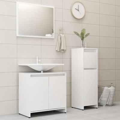 Berkfield 3 Piece Bathroom Furniture Set White Engineered Wood Price Comparisons | Compare The Build