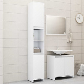 Berkfield 3 Piece Bathroom Furniture Set White Engineered Wood