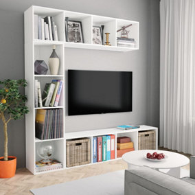 Berkfield 3 Piece Book/TV Cabinet Set White 180x30x180 cm