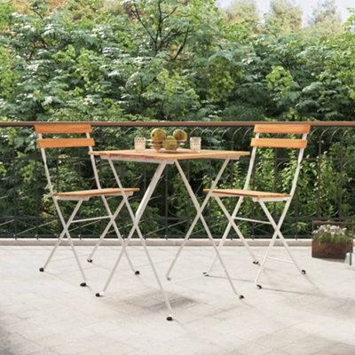 Berkfield 3 Piece Folding Bistro Set Solid Wood Acacia And Steel | DIY ...