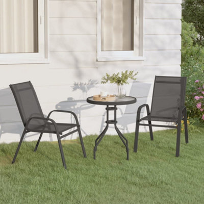 Berkfield 3 Piece Garden Bistro Set Grey | DIY at B&Q