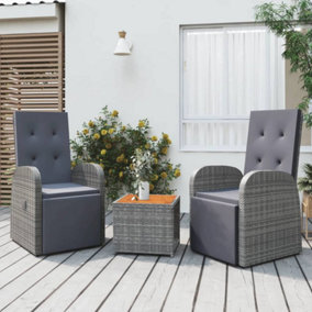 Berkfield 3 Piece Garden Lounge Set Grey Poly Rattan&Solid Wood Acacia