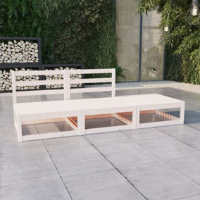 Berkfield 3 Piece Garden Lounge Set White Solid Pinewood