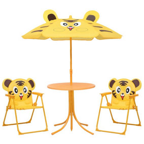 Berkfield 3 Piece Kids' Garden Bistro Set with Parasol Yellow