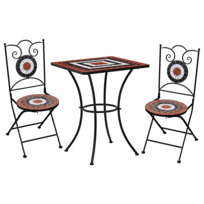 Berkfield 3 Piece Mosaic Bistro Set Ceramic Tile Terracotta and White