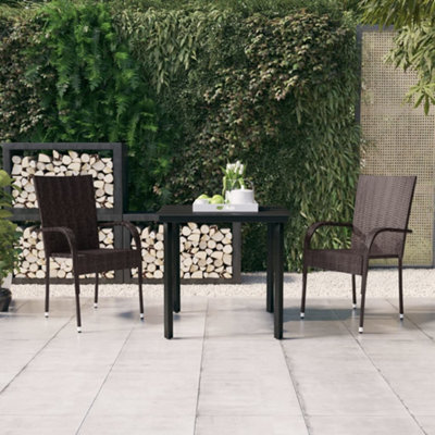 Berkfield 3 Piece Outdoor Dining Set Brown and Black DIY at B&Q