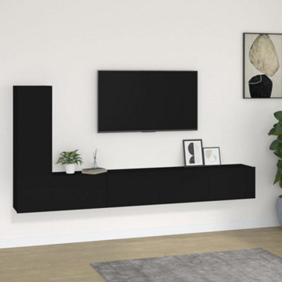 Berkfield 3 Piece TV Cabinet Set Black Engineered Wood