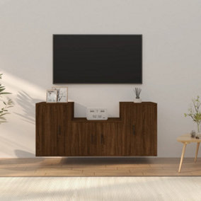 Berkfield 3 Piece TV Cabinet Set Brown Oak Engineered Wood