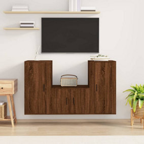 Berkfield 3 Piece TV Cabinet Set Brown Oak Engineered Wood