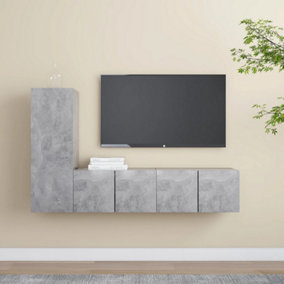Berkfield 3 Piece TV Cabinet Set Concrete Grey Engineered Wood