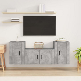 Berkfield 3 Piece TV Cabinet Set Concrete Grey Engineered Wood