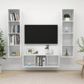 Berkfield 3 Piece TV Cabinet Set High Gloss White Engineered Wood