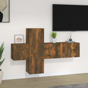 Berkfield 3 Piece TV Cabinet Set Smoked Oak Engineered Wood