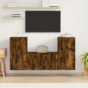 Berkfield 3 Piece TV Cabinet Set Smoked Oak Engineered Wood