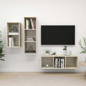 Berkfield 3 Piece TV Cabinet Set Sonoma Oak Engineered Wood