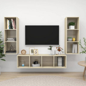 Berkfield 3 Piece TV Cabinet Set Sonoma Oak Engineered Wood