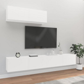 Berkfield 3 Piece TV Cabinet Set White Engineered Wood
