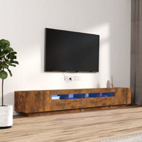 Berkfield 3 Piece TV Cabinet Set with LED Lights Smoked Oak Engineered Wood