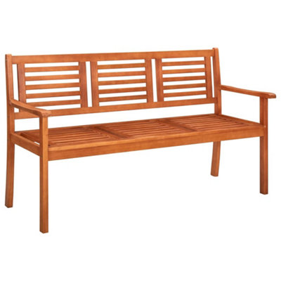 Berkfield 3-Seater Garden Bench 150 cm Solid Eucalyptus Wood | DIY at B&Q