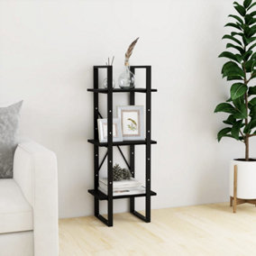 Berkfield 3-Tier Book Cabinet Black 40x30x105 cm Solid Pinewood