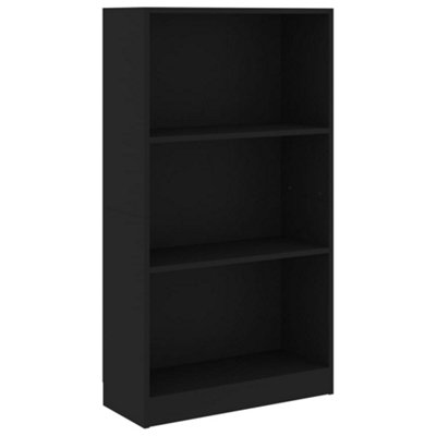 Berkfield 3-Tier Book Cabinet Black 60x24x109 cm Engineered Wood