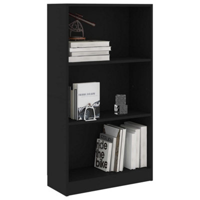Berkfield 3-Tier Book Cabinet Black 60x24x109 cm Engineered Wood