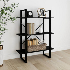 Berkfield 3-Tier Book Cabinet Black 80x30x105 cm Solid Pine Wood