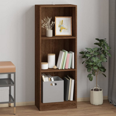 Berkfield 3-Tier Book Cabinet Brown Oak 40x24x109 cm Engineered Wood