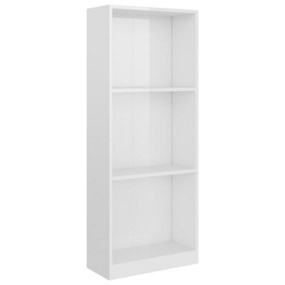 Berkfield 3-Tier Book Cabinet High Gloss White 40x24x108 cm Engineered Wood
