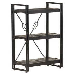 Berkfield 3-Tier Bookcase Black 60x30x80 cm Solid Mango Wood