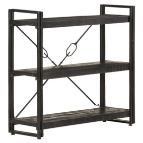 Berkfield 3-Tier Bookcase Black 90x30x80 cm Solid Mango Wood