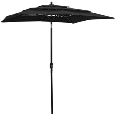 Berkfield 3-Tier Parasol with Aluminium Pole Black 2x2 m | DIY at B&Q