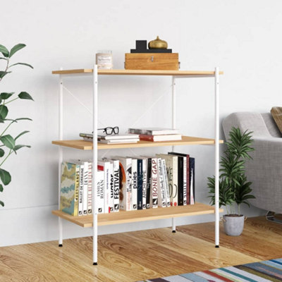 Berkfield 3-Tier Shelving Unit White and Oak 80x40x92 cm