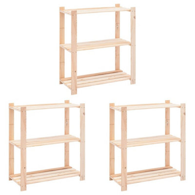 Berkfield 3-Tier Storage Racks 3 pcs 80x38x90 cm Solid Pinewood 150 kg ...