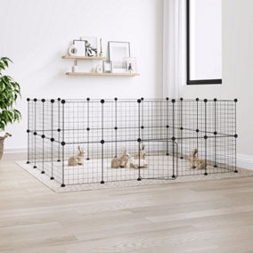 Berkfield 36-Panel Pet Cage with Door Black 35x35 cm Steel