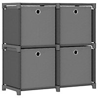 Berkfield 4-Cube Display Shelf with Boxes Grey 69x30x72.5 cm Fabric