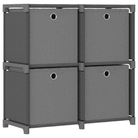 Berkfield 4-Cube Display Shelf with Boxes Grey 69x30x72.5 cm Fabric