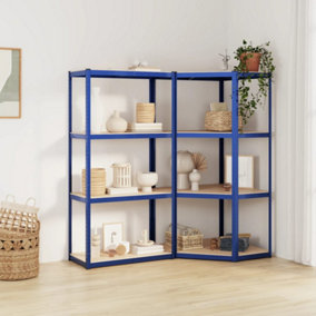 Berkfield 4-Layer Shelves 2 pcs Blue Steel&Engineered Wood