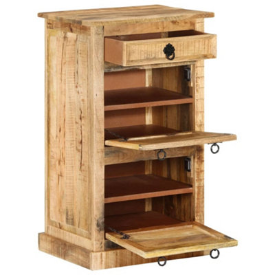 Berkfield 4-Layer Shoe Cabinet with Drawer Solid Rough Mango Wood