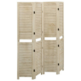 Berkfield 4-Panel Room Divider 140x165 cm Solid Wood Paulownia