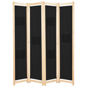 Berkfield 4-Panel Room Divider Black 160x170x4 cm Fabric