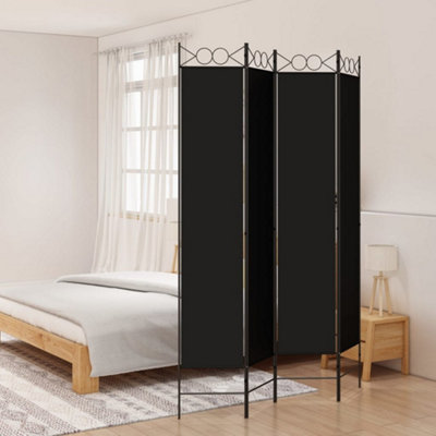 Berkfield 4-Panel Room Divider Black 160x220 cm Fabric | DIY at B&Q