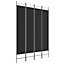 Berkfield 4-Panel Room Divider Black 160x220 cm Fabric