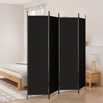 Berkfield 4-Panel Room Divider Black 200x200 cm Fabric | DIY at B&Q