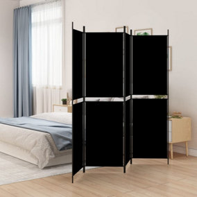 Berkfield 4-Panel Room Divider Black 200x200 cm Fabric